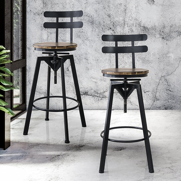 Levede 2X Bar Stool Industrial Adjustable Benches Bar Stools
