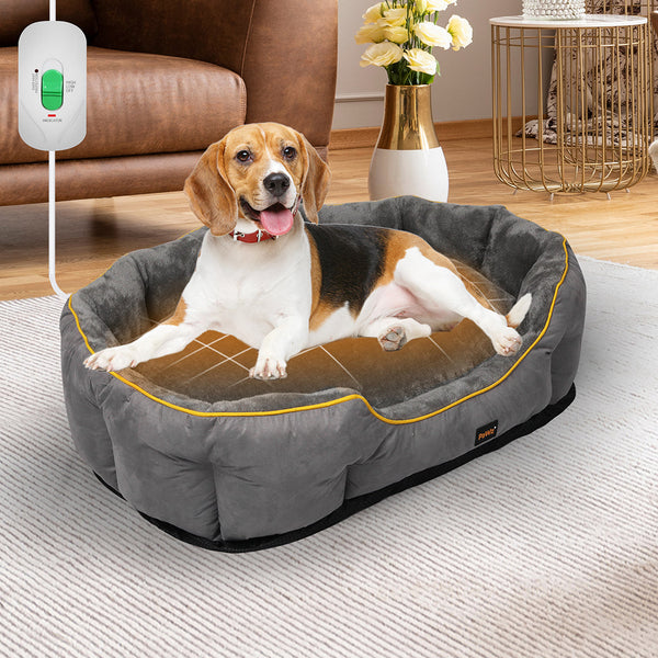 Pawz Electric Pet Heater Bed Heated L Grey Large Pet Beds