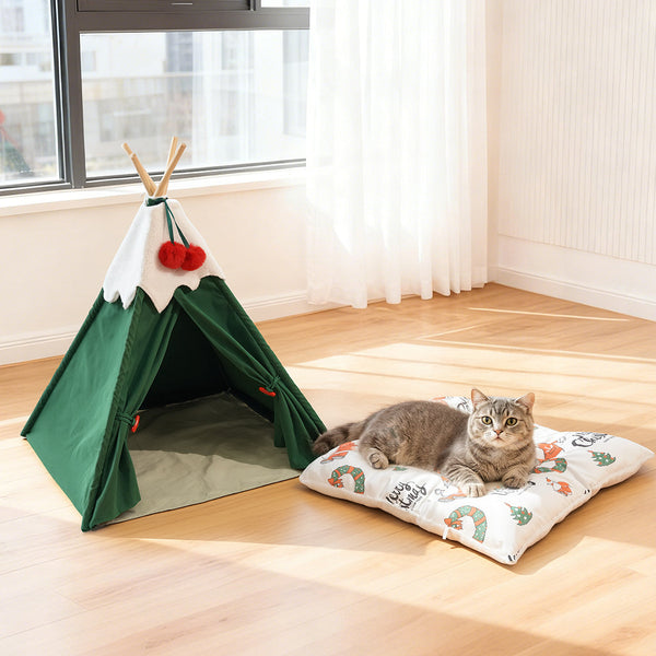 Pawz Pet Tent Dog Cat Bed Washable Indoor 50 X 70 Cm Green Pet Beds