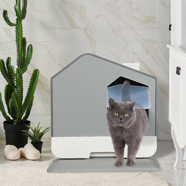 Pawz Fully Enclosed Cat Litter Box Mat Grey Litter Trays