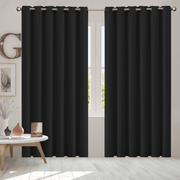 2X Blockout Curtains Panels 3 Layers Black 240 230Cm Curtains & Drapes