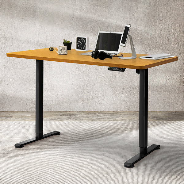 Levede Motorised Standing Desk Height 120Cm Natural 800X 1.5Mm Black Frame Standing Desks
