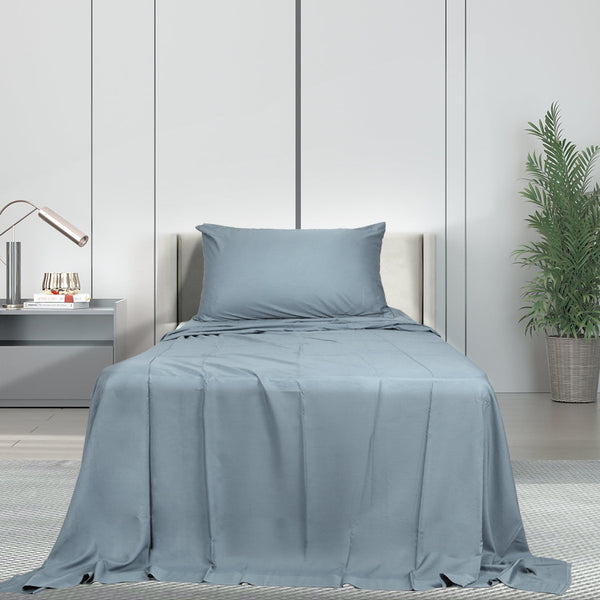 Dreamz 3 Piece Single Size 100% Bamboo Bed Sheet Set Grey Sheets