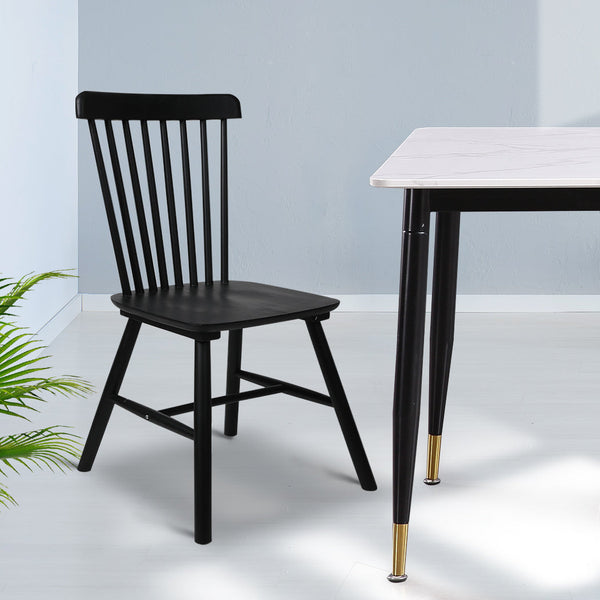 Levede 2X Kitchen Winsor Black Dining Chairs