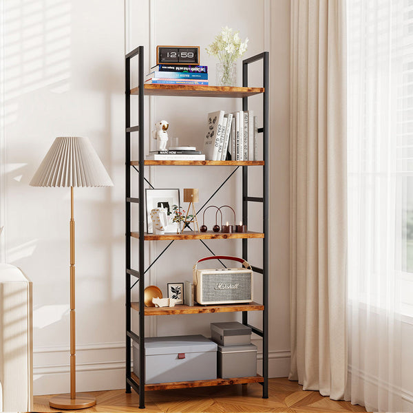 Levede 5 Tier Industrial Bookshelf Bookcase 157.5Cm Bookshelves