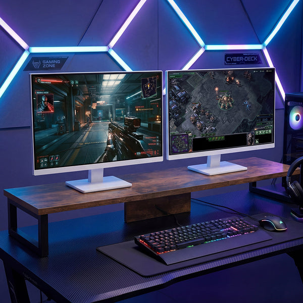 Levede Computer Monitor Stand Dual Riser Desk Shelf Ergonomic White 90Cm Monitor Mounts & Stands