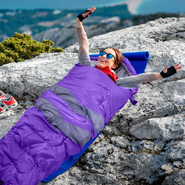 Mountview Single Sleeping Bag Bags Outdoor Purple Sleeping Bags