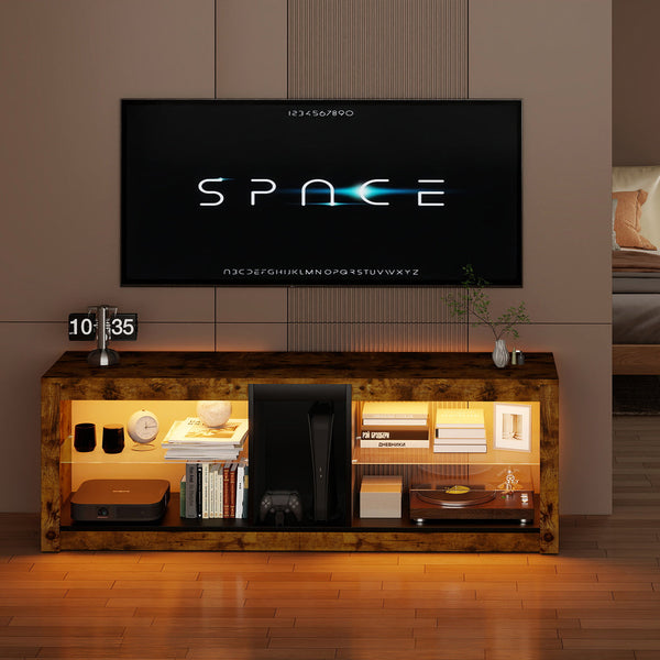 Levede Tv Stand Cabinet Glass Display Storage Shelves Tv Stands & Mounts