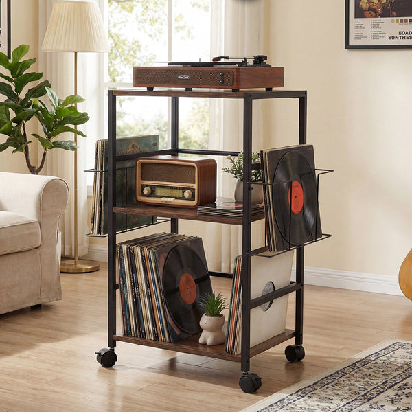Levede Record Player Stand With 3 Tier Storage & Display Area Tv Stands & Mounts