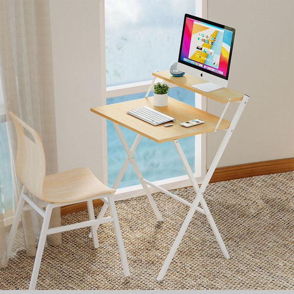 Levede Foldable Computer Desk Office Study Oak Home Office Desks