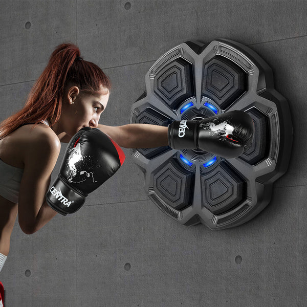 Punching Box With 8Oz Boxing Glove Wall Mounted Smart Music Trainer Black Punching Bags