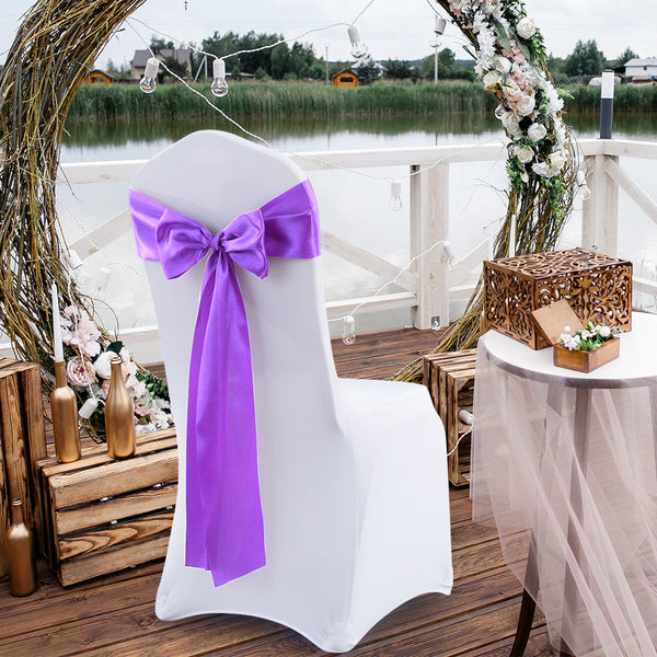 20X Multicoloured Satin Chair Sashes Lavender Chair Covers