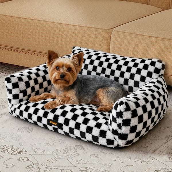 Pawz Pet Bed Plush Checkered Dog Washable Cat Pet Beds