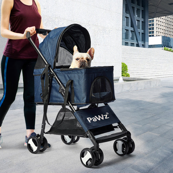 Pawz Large Pet Stroller Dog Cat Carrier Blue Dog Strollers