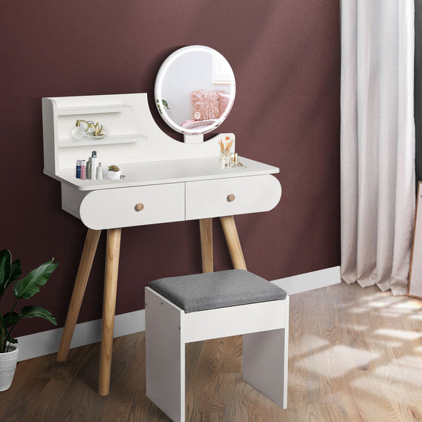 Levede Dressing Table Stool With Led Mirror Modern Vanity Set For Bedroom Or Makeup Area Dressing Tables