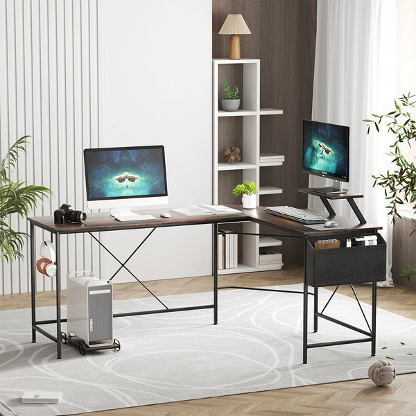 Levede Computer Desk Corner Brown Home Office Desks