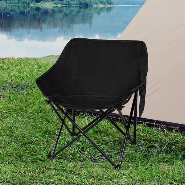 Levede Folding Camping Moon Chair Lightweight Black Camping Chairs