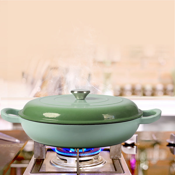 Toque 3.5L Enamel Dutch Oven Pan Vibrant Green Cookware Casserole Pans