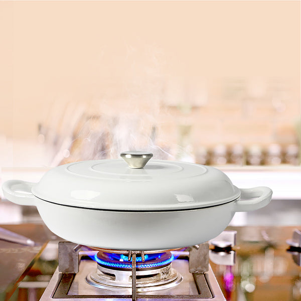 Toque 3.5L Enamel Dutch Oven Pan Classic White Cookware Casserole Pans
