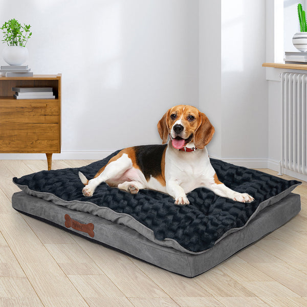 Dog Calming Bed Warm Soft Plush Comfy Grey Small Pet Beds