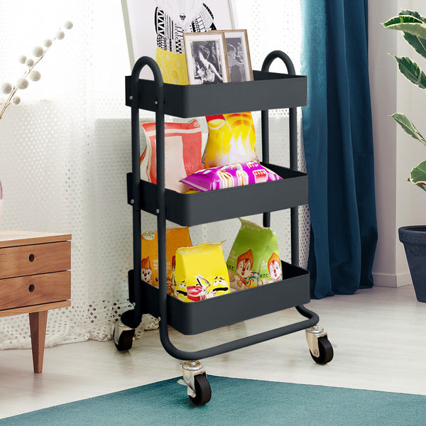 3 Tiers Kitchen Trolley Cart Grey Kitchen Carts