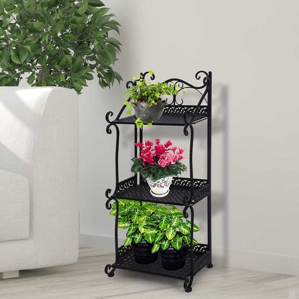 Levede Plant Stand 3 Tiers Outdoor Indoor Black Plant Stands