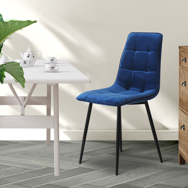Levede Velvet Blue 4 Piece Set For Kitchen Modern Comfort And Style Dining Chairs