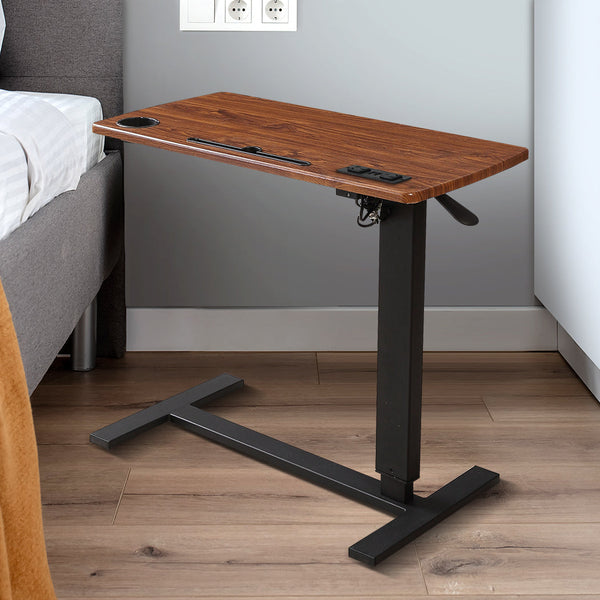 Levede Mobile Standing Desk Foldable Light Brown Standing Desks