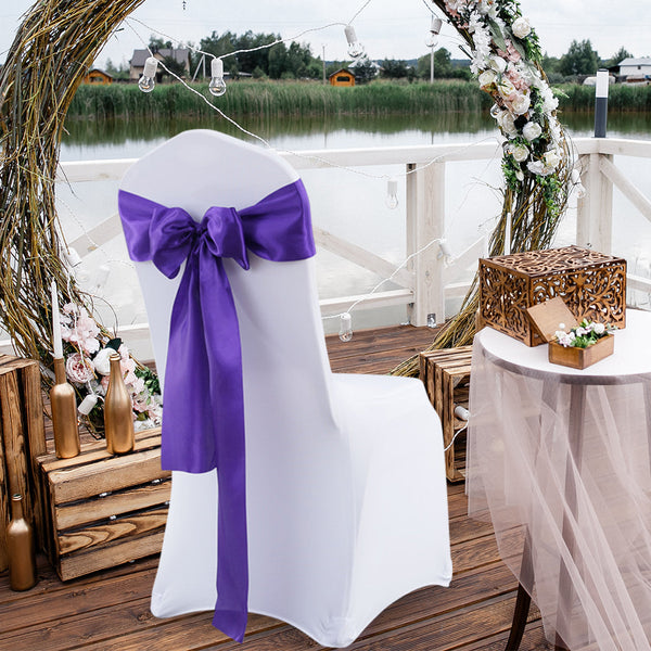 20X Table Runner Satin Chair Sashes Eggplant Chair Covers