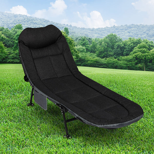 Levede Folding Camping Bed Black Cots