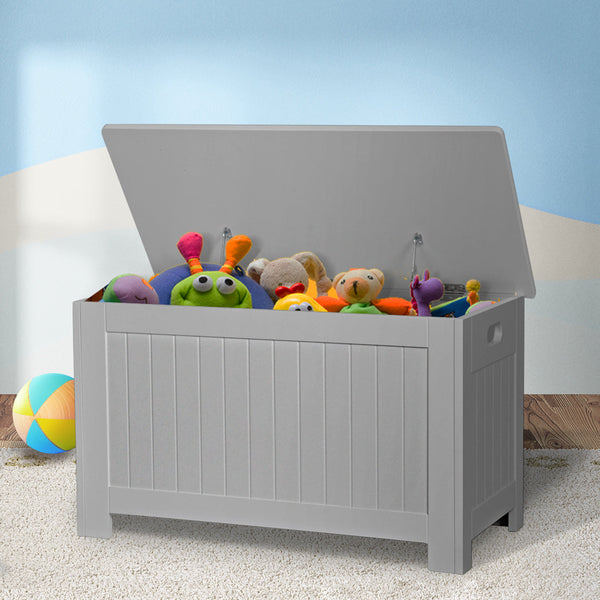 Levede Kids Toy Box Storage Chest Cabinet Grey Toy Boxes