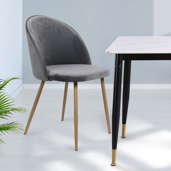 Levede Modern Set Of 2 French Grey Wooden Seat Comfortable Stylish Seating Dining Chairs