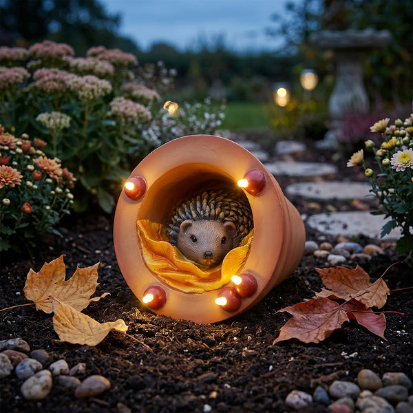 Emitto Hedgehog Solar Garden Statue Light Hand Painted Outdoor Decor Ornaments & Statues
