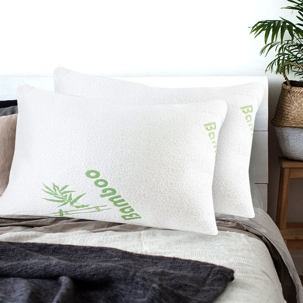 Dreamz 2X Memory Foam Pillow With Bamboo Cover 70X40cm Pillows