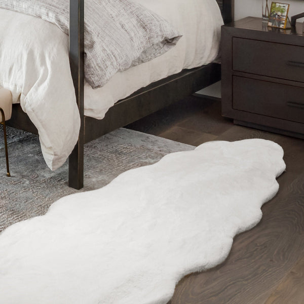Marlow Cloud Fluffy Area Rug 60X160cm White Soft Faux Rabbit Fur Rugs