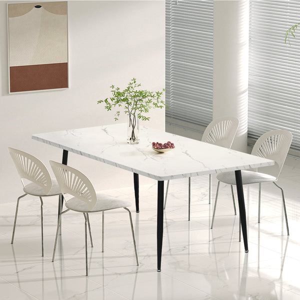 Steel Dining Table 4 6 Seater 150Cm White Dining Tables