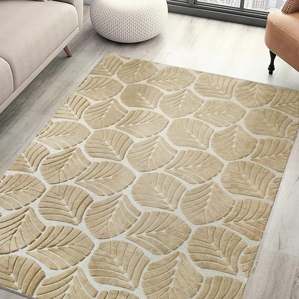 Marlow Floor Rug Soft Embossed Carpet Non Slip Plush Shaggy Leaf Pattern Rugs