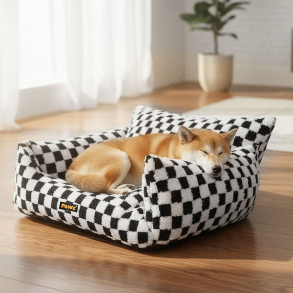Pawz Pet Bed Plush Checkered Dog Washable Cat Pet Beds