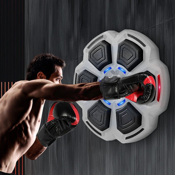 Centra Punching Box With 12Oz Boxing Glove Wall Mounted Smart Music Trainer Grey Punching Bags