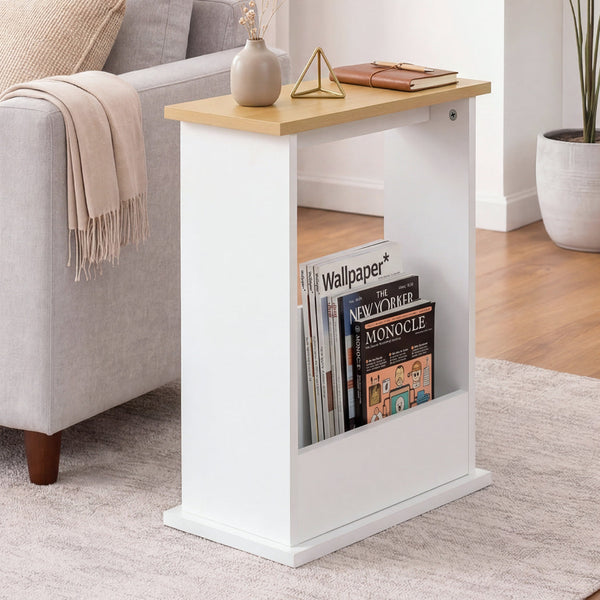 Levede Slim Side Table With Magazine Rack Modern Storage For Living Room Side Tables