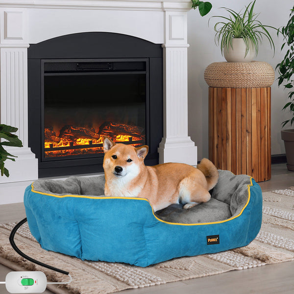 Pawz Electric Pet Heater Bed Heated M Blue Medium Pet Beds