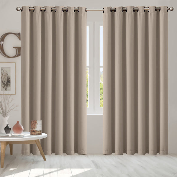 2X Blockout Curtains Panels 3 Layers Beige 240 230Cm Curtains & Drapes