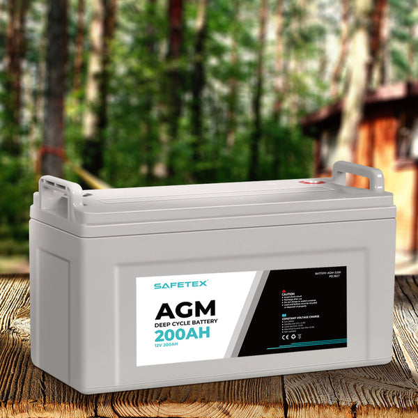 Safetex 12V 200Ah Agm Deep Cycle Lead Caravan Parts Accessories