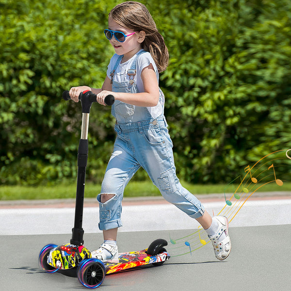 Bopeep Foldable Kids Scooter Led Music Blue Push Scooters