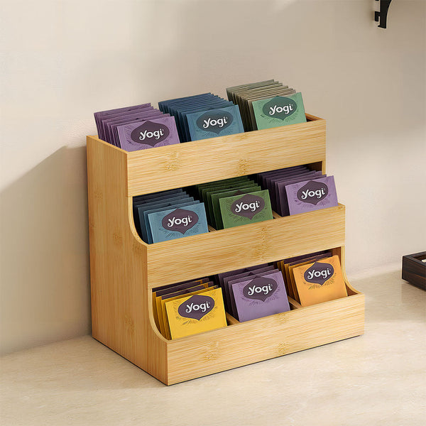 Toque Vertical Bamboo Tea Organizer Holds 180 Bags Other Kitchen Storage