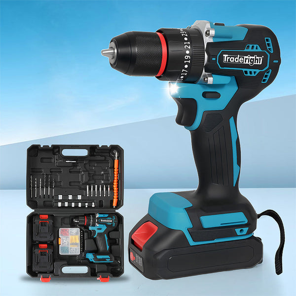 Traderight 21V Cordless Impact Drill With Led Light Cordless Drills