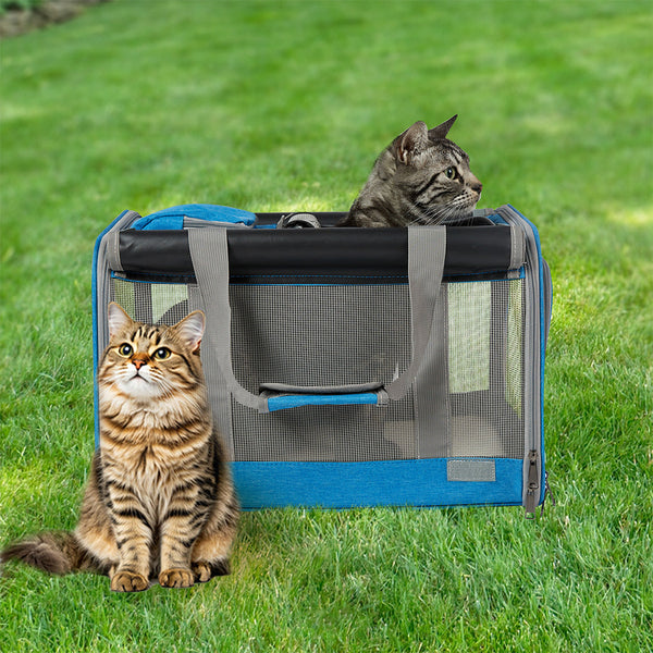 Pawz 3 In 1 Pet Soft Crate Dog Cat Carrier M Size Blue Small Animal Supplies