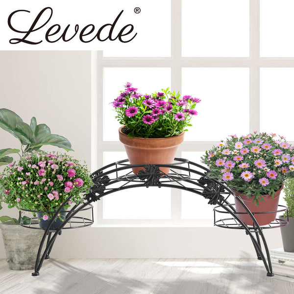 2X Plant Stand Outdoor Indoor Metal Black Plant Stands