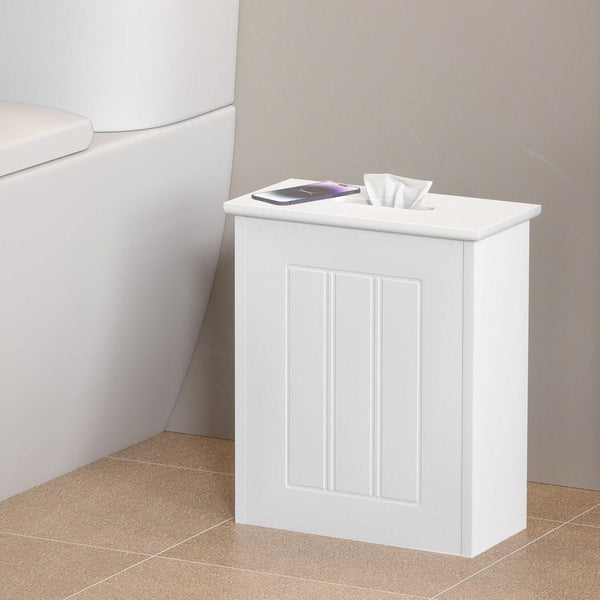 Levede Slim Bathroom Storage Box With Lid White Mdf Organizer Bathroom Baskets & Storage