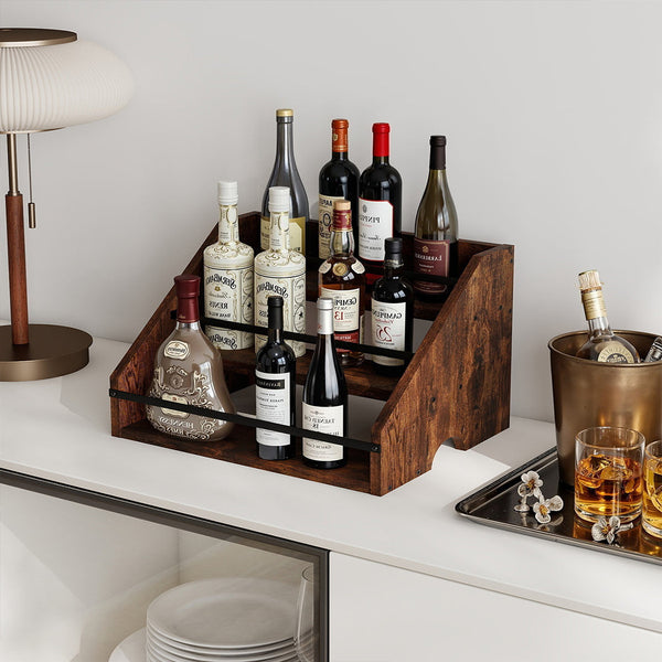 Toque Countertop Wine Rack 3 Tier Wood & Metal Organizer Racks